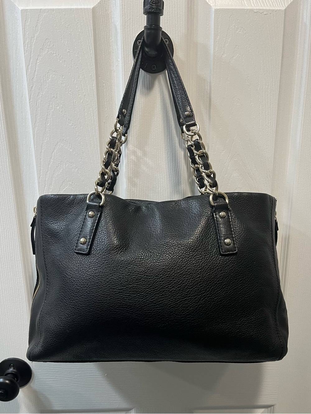 kate spade Cobble Hill Andee Chain-Handle Black Leather Shoulder Tote - Picture 4 of 14